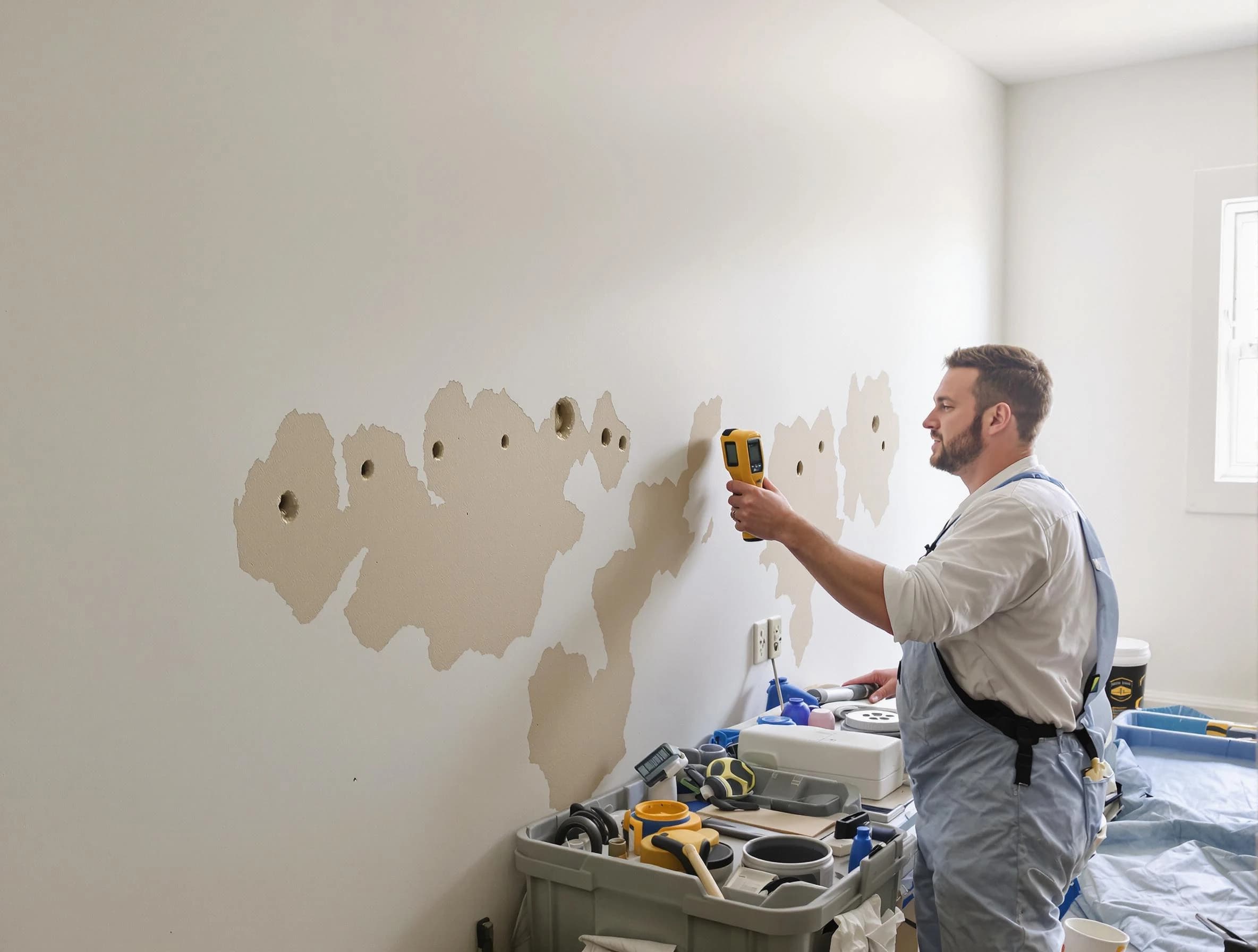 Tallmadge House Painters repairing damaged drywall in Tallmadge