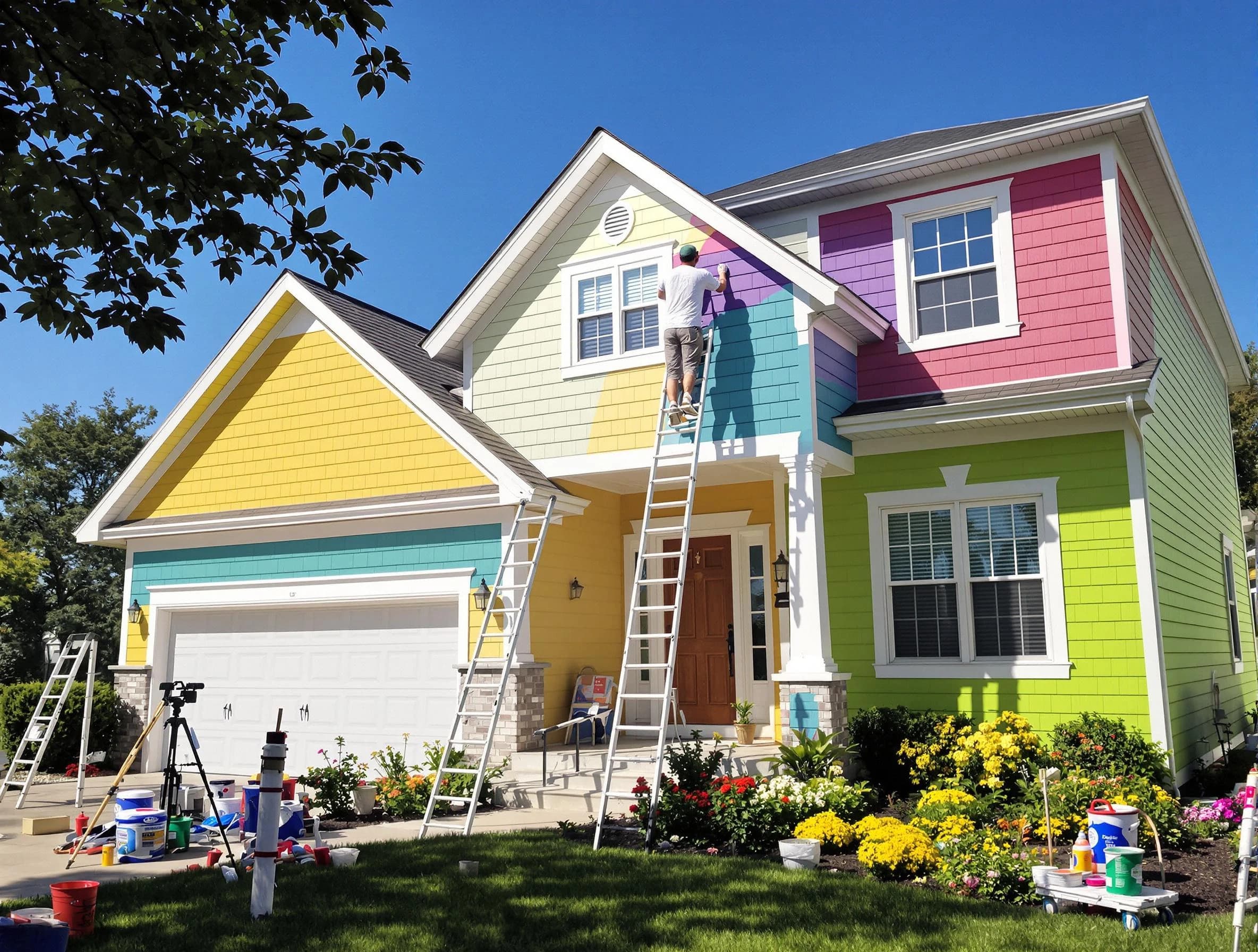 Tallmadge House Painters professionals painting a home exterior in Tallmadge, OH