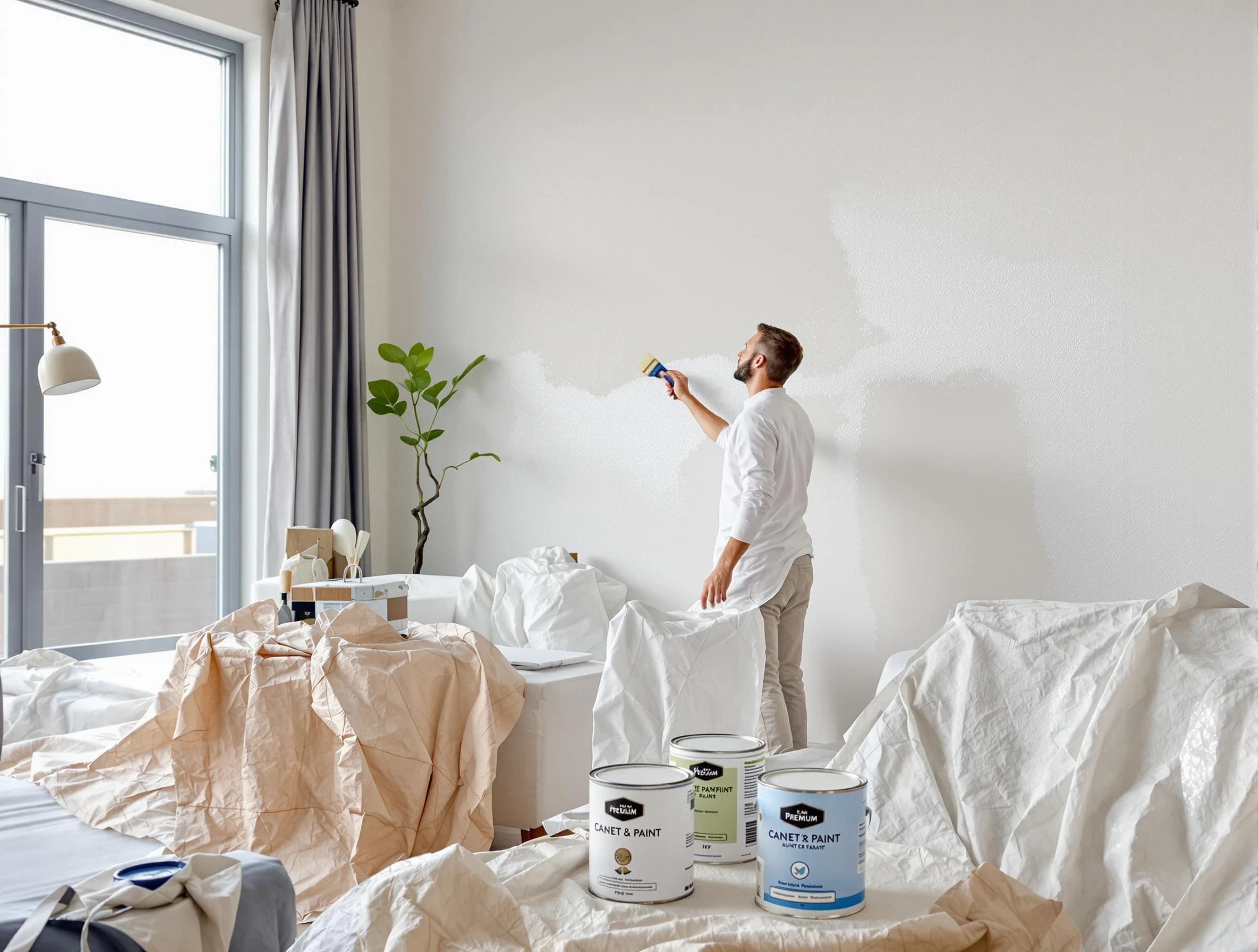 Tallmadge House Painters team carefully painting an interior wall in Tallmadge, OH