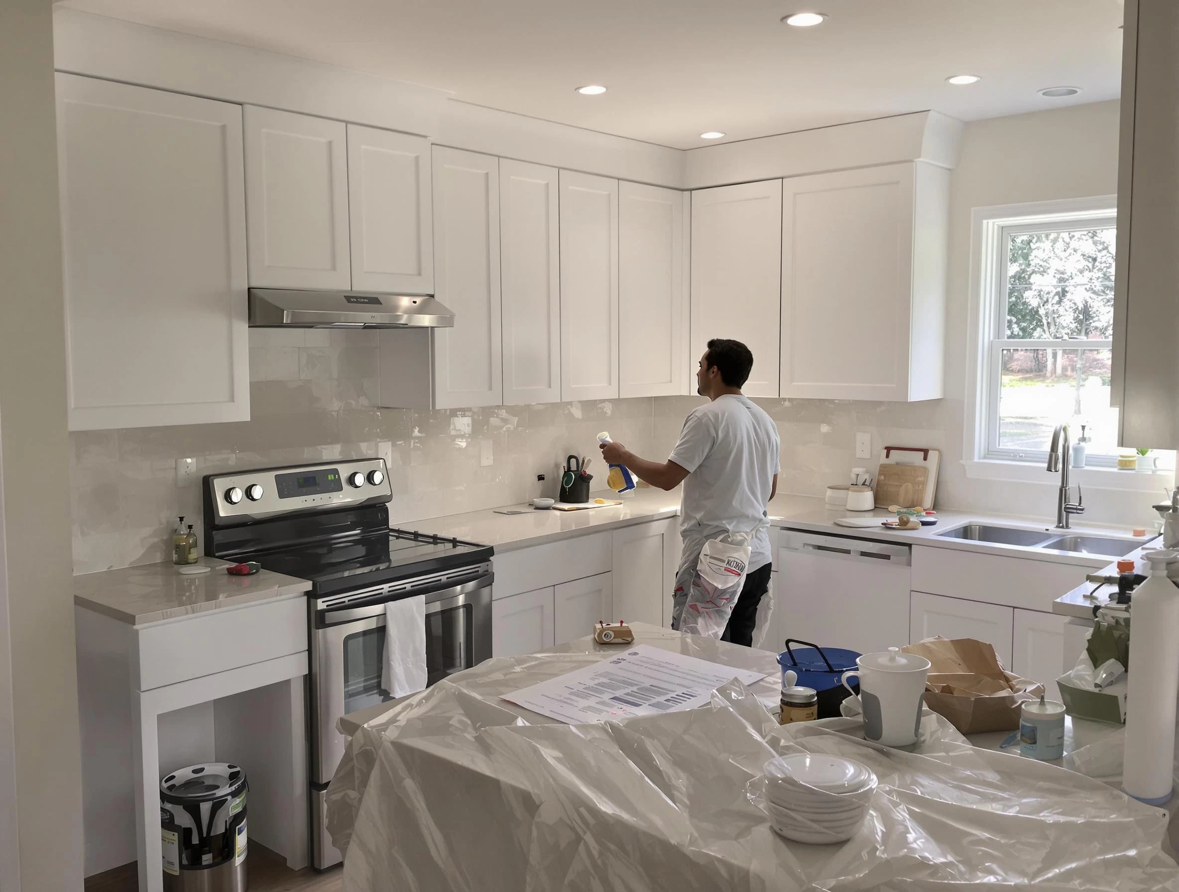 Tallmadge House Painters performing detailed kitchen painting in Tallmadge